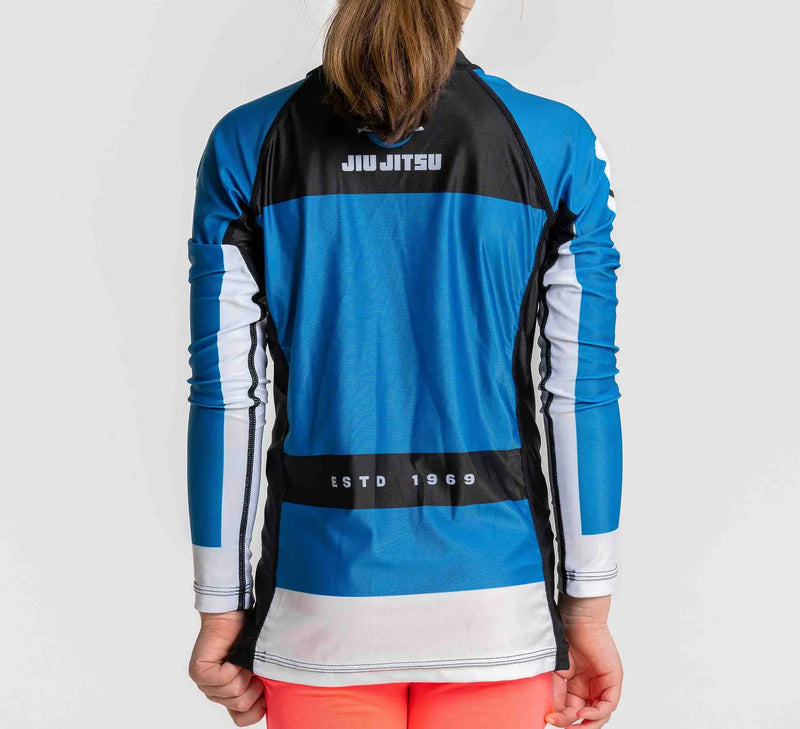 Fuji Sports Jiu Jitsu Script Flex Lite Long Sleeve Rashgaurd Blue