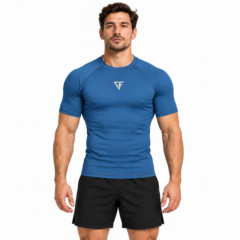 Ground Force Bamboo Rashguard – Short Sleeve – Ocean Blue