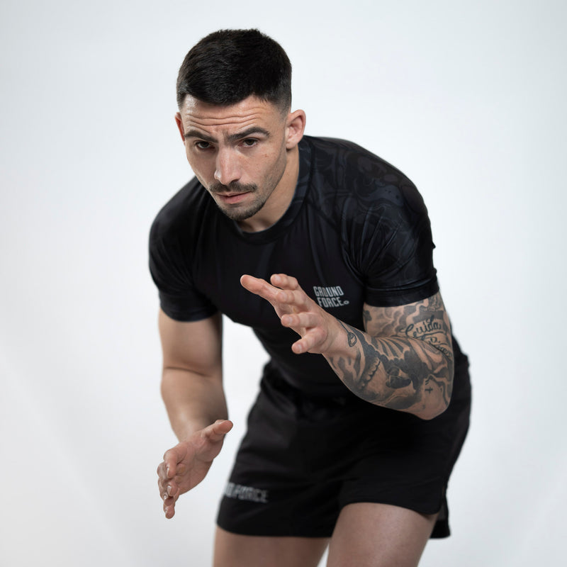 Ground Force Wolf Rashguard Black - Short Sleeve