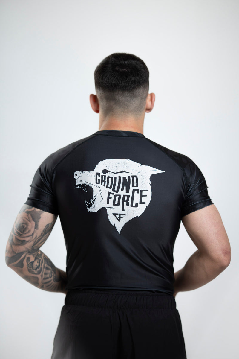 Ground Force Wolf Rashguard Black - Short Sleeve