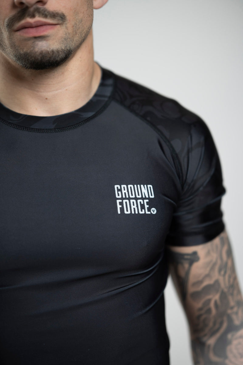 Ground Force Wolf Rashguard Black - Short Sleeve