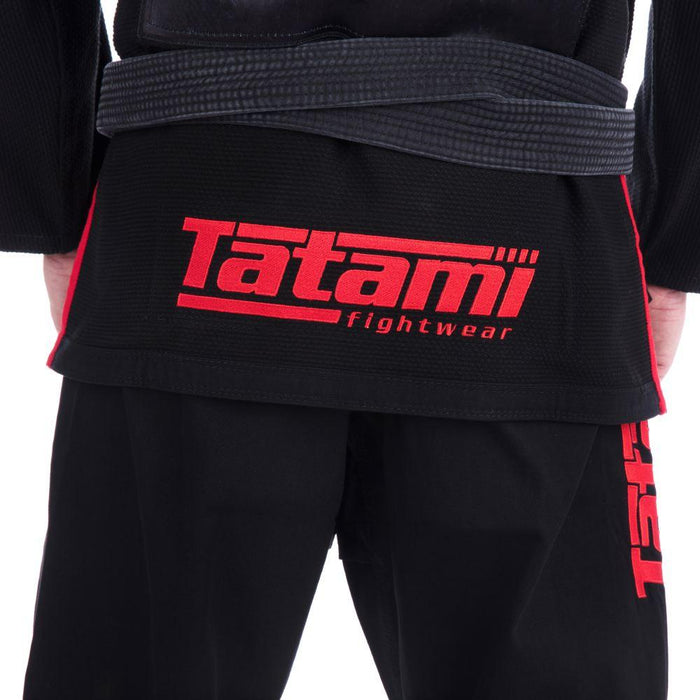 Tatami x Slayer Final Tour Gi back jacket closeup logo stitching