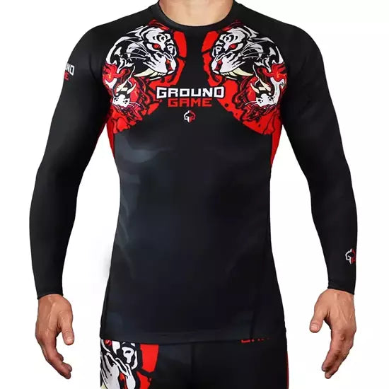 Ground Game Rashguard White Tiger long sleeve