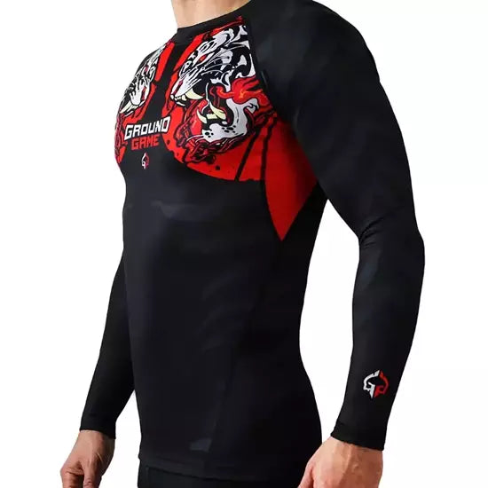 Ground Game Rashguard White Tiger long sleeve