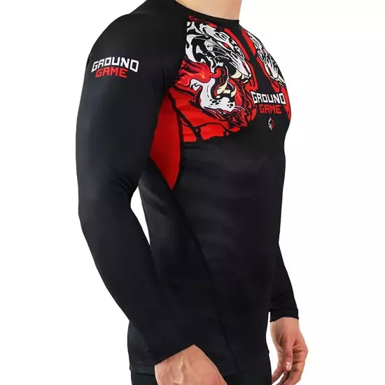 Ground Game Rashguard White Tiger long sleeve