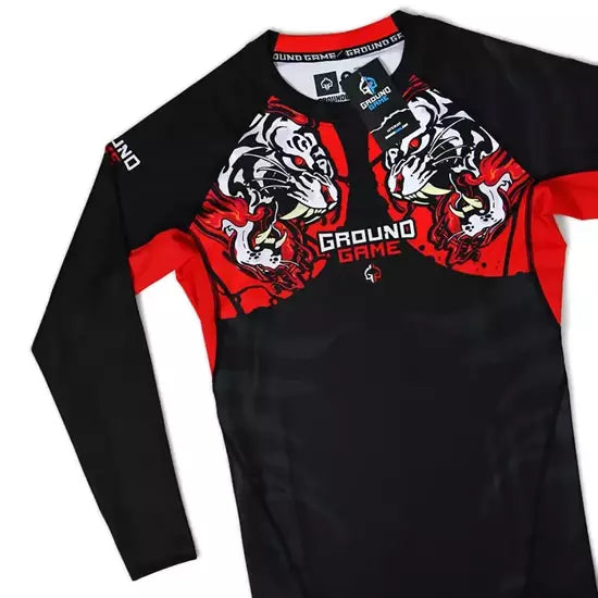 Ground Game Rashguard White Tiger long sleeve