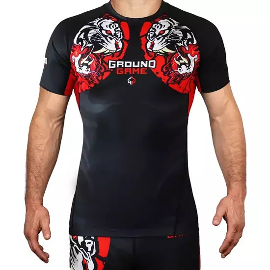 Ground Game Rashguard White Tiger short sleeve