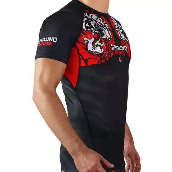 Ground Game Rashguard White Tiger short sleeve