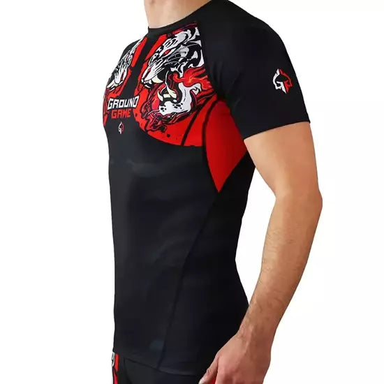 Ground Game Rashguard White Tiger short sleeve