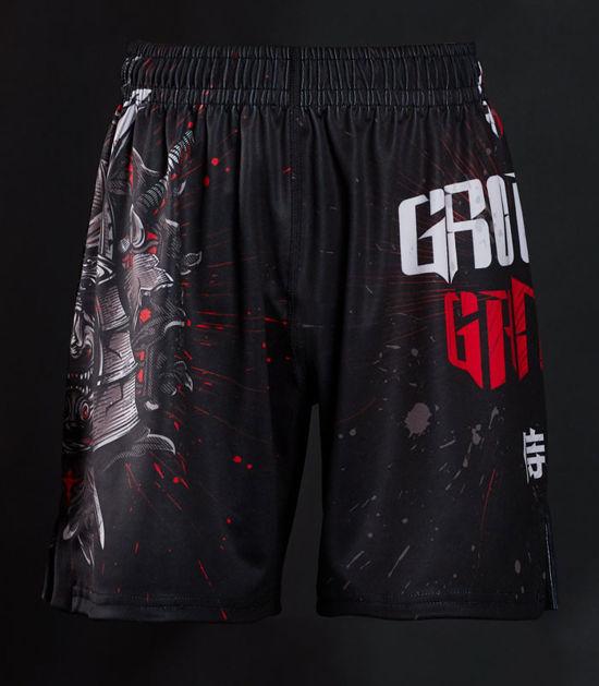 Front view of a Ground Game Samurai Mask Training Shorts